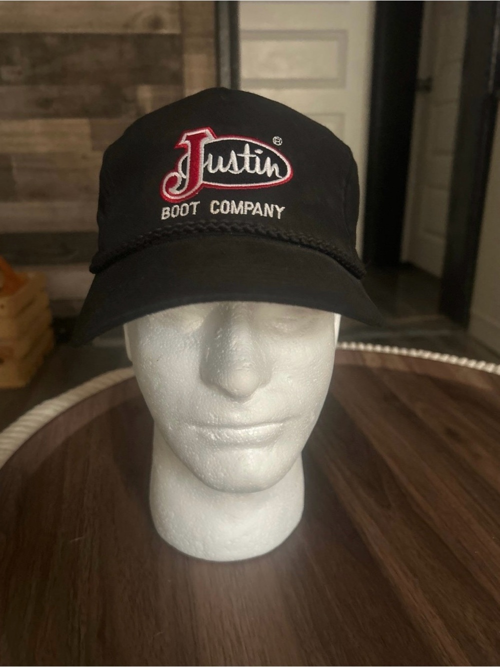 Vintage Justin Boot Company Black Logo Cap